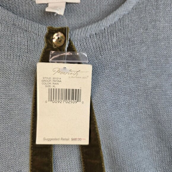 Northern Isles XL Linen Cardigan Single Button Leaf Embroider Cottage Deadstock - Picture 6 of 8